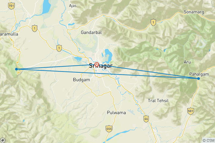Carte du circuit Cachemire "Le paradis sur terre
