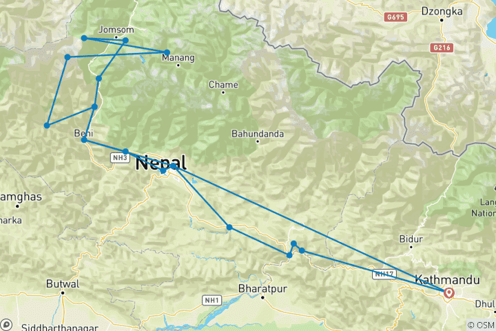 Carte du circuit Trek du circuit Dhaulagiri