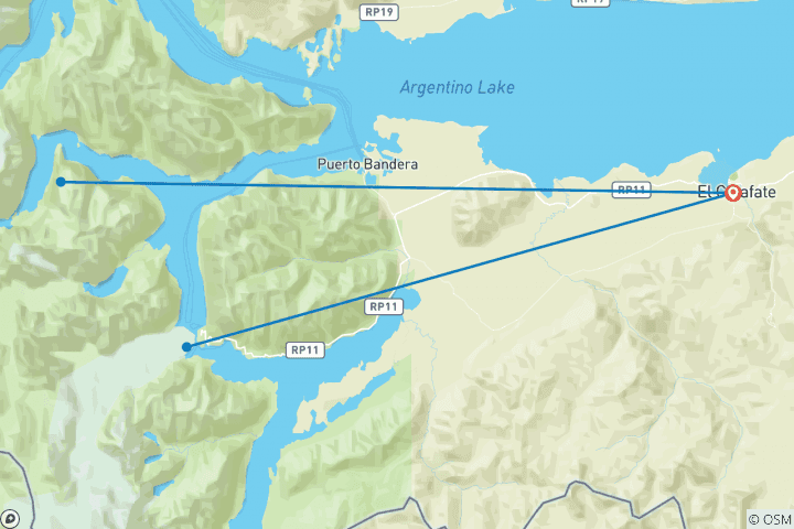 Map of El Calafate All Glaciers – 4 Nights