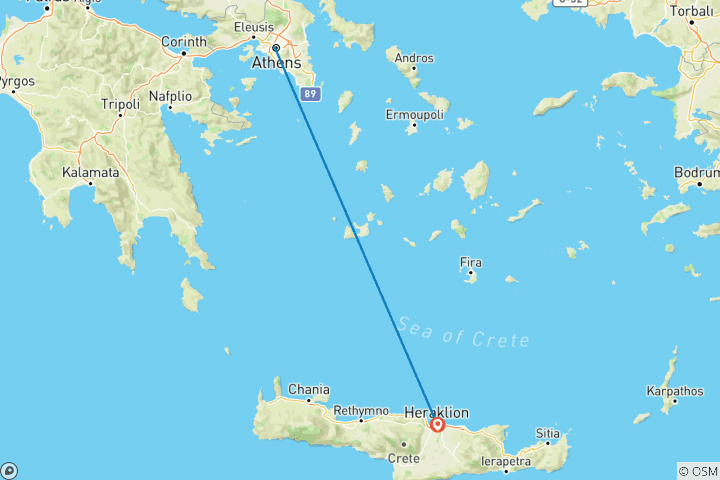 Carte du circuit Expérience Athènes et Crète - auto- guidée - 8 jours