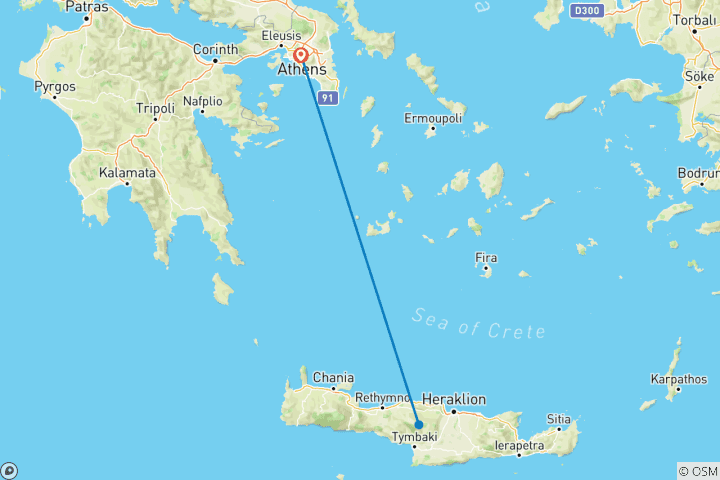 Kaart van Zelfgeleide rondreis naar Athene & Kreta - 8 dagen