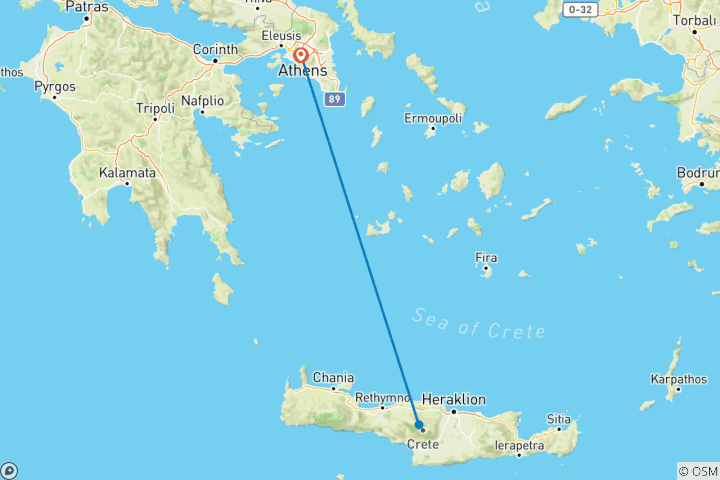Karte von Athen & Kreta erleben - Selbstverpflegung (8 Tage)
