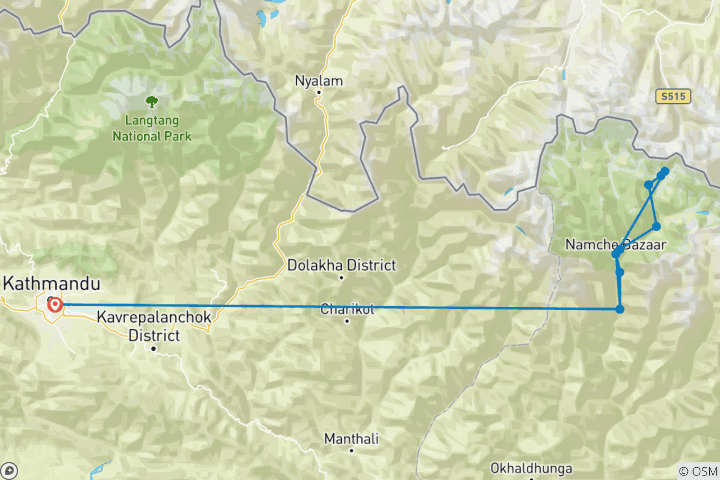 Map of Everest Base Camp Trek 12 days