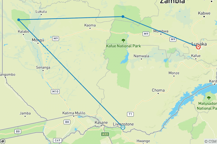 Carte du circuit Le Far West de la Zambie