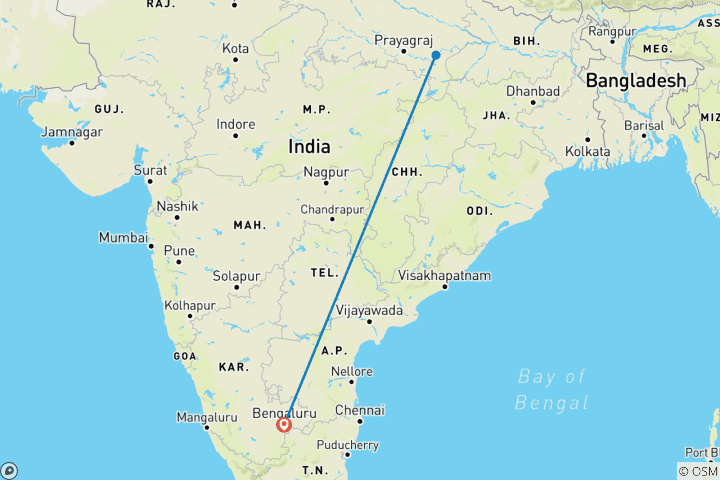 Map of Private 2-Day Trip to Varanasi from Bangalore: Luxury Hotels, Flights and Skip-the-Line Tickets