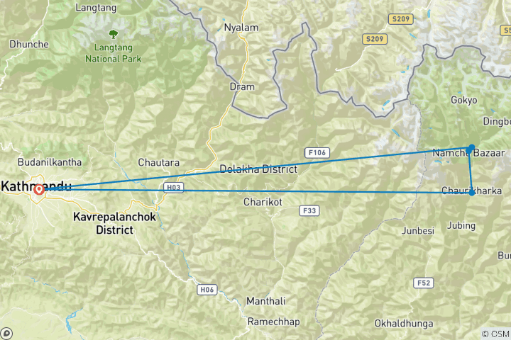 Carte du circuit Trek du panorama de l'Everest