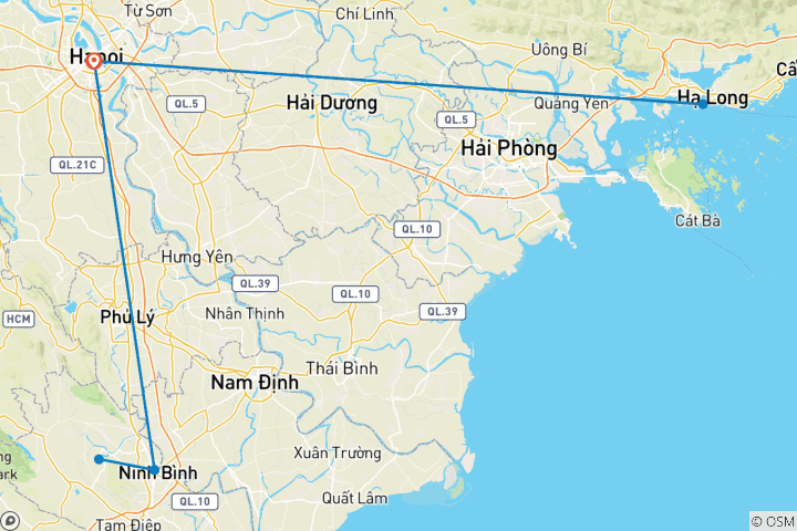 Carte du circuit Vietnam essentiel : Hanoi, baie d'Halong et au- delà 5 jours