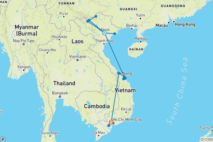 Mapa de Viaje por Vietnam - 14 días