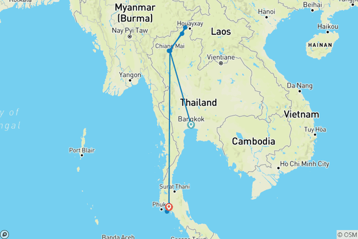 Map of Endless Beauty of Thailand 10-Day