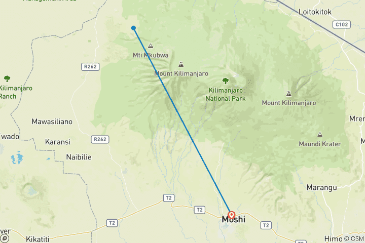 Map of Cycle to Kilimanjaro bike park safari | Oclaa Adventures