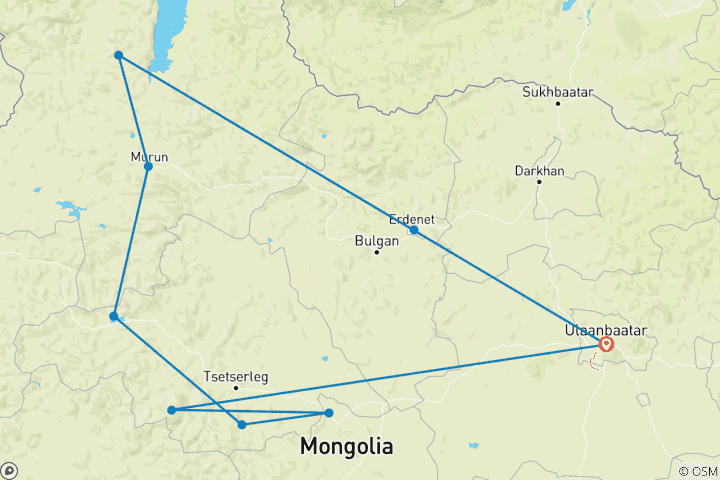 Carte du circuit La Mongolie sauvage