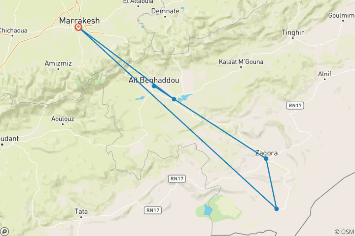 Karte von Marokko Wüstenkamel-Trek: 4-tägiges Sahara-Erlebnis