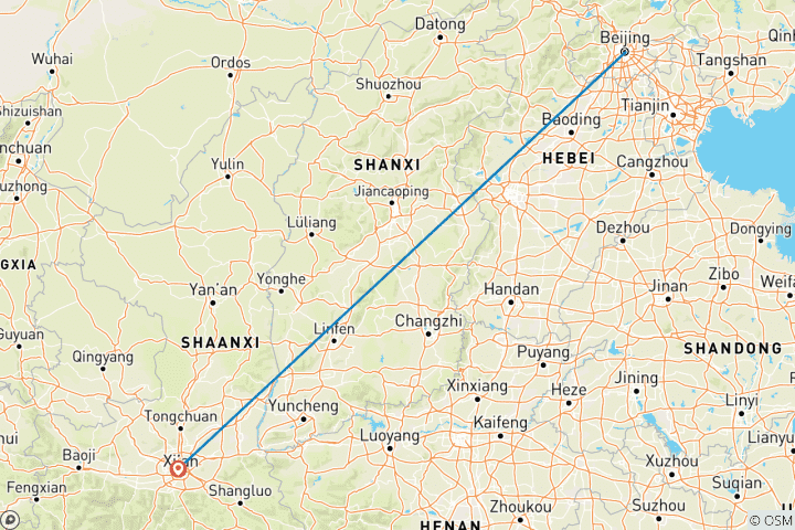 Carte du circuit Circuit de 6 jours en petit groupe à Pékin et Xi'an, hôtels 5 étoiles et tous les billets inclus