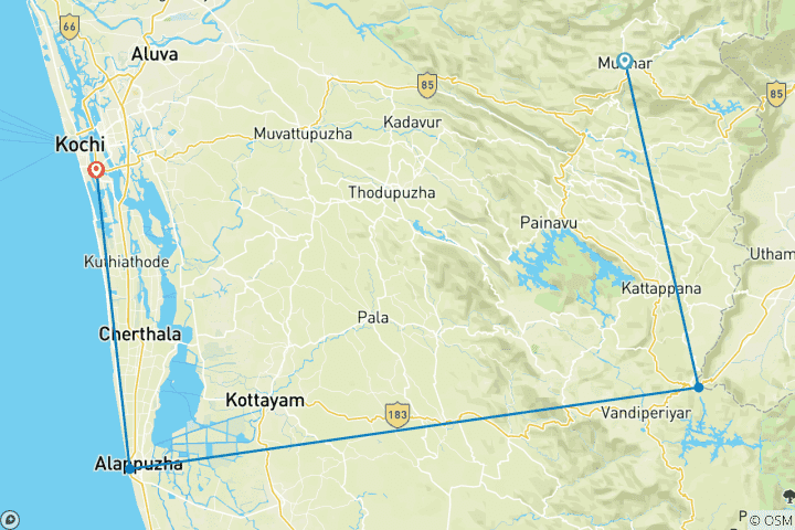 Carte du circuit Le bonheur du Kerala