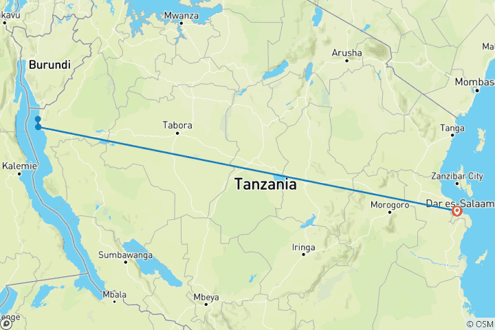 Map of 3-Day Chimpanzee Trekking in Gombe Stream National Park