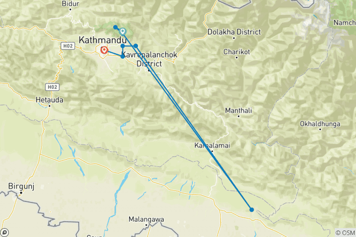 Kaart van 3 dagen Chisapani - Nagarkot Trek