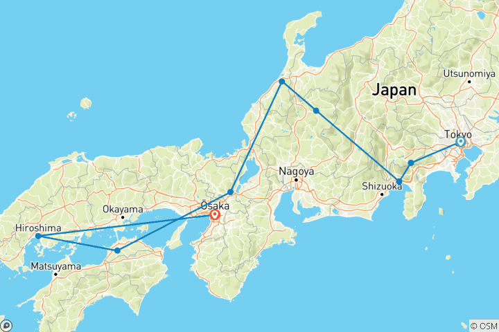 Map of Splendours of Japan (Hiroshima, Takayama Festival, 13 Days)