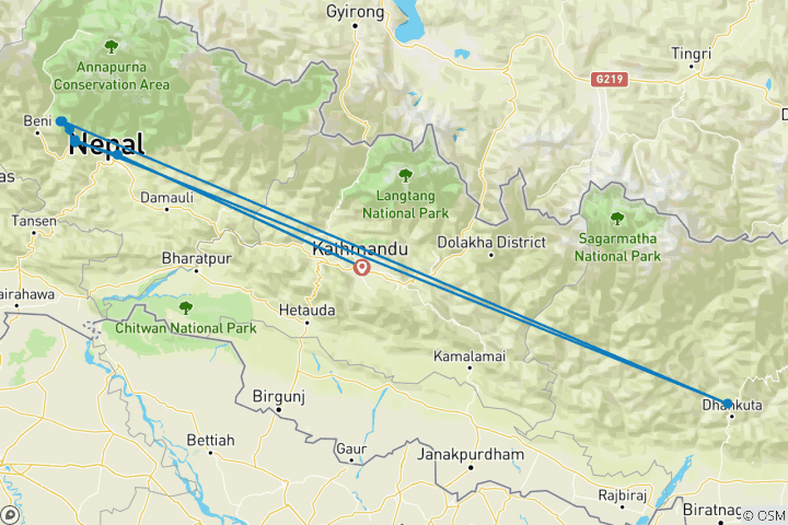 Map of 5 days Ghorepani-Poonhill Trek