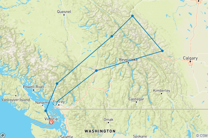 Map of Enchanting Rockies Vancouver to Victoria (2024)