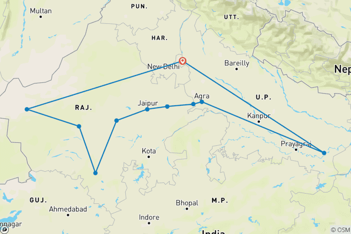 Map of North India Revealed (11 destinations)