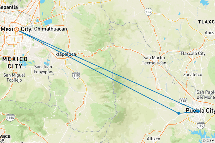 Map of Food Tour Puebla: Taste Irresistible Flavors of Cholula and Atlixco