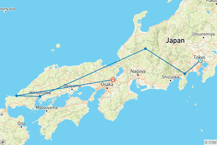 Map of Japan: Land of the Rising Sun (6 destinations)