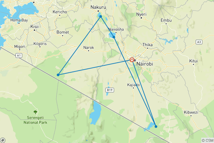 Map of 7 Day Breathtaking Kenya Big 5 Wildlife Safari - Comfort