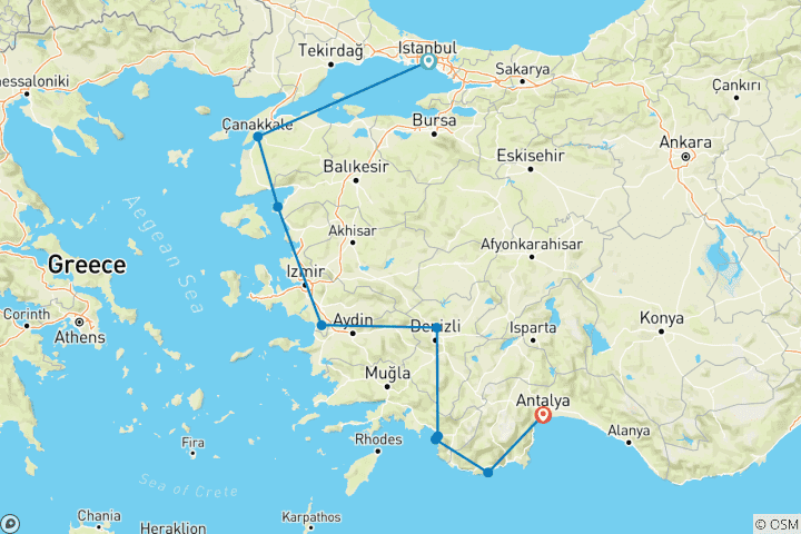 Map of Essential Turkey (9 destinations)