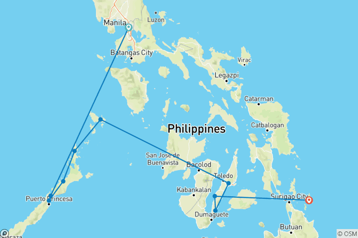Map of 16 jours d'aventure aux Philippines avec l'expédition d'El Nido à l'île de Coron (circuit indépendant)