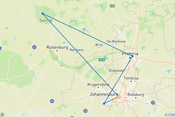 Map of 4 Day | Cultural & Pilanesberg Safari