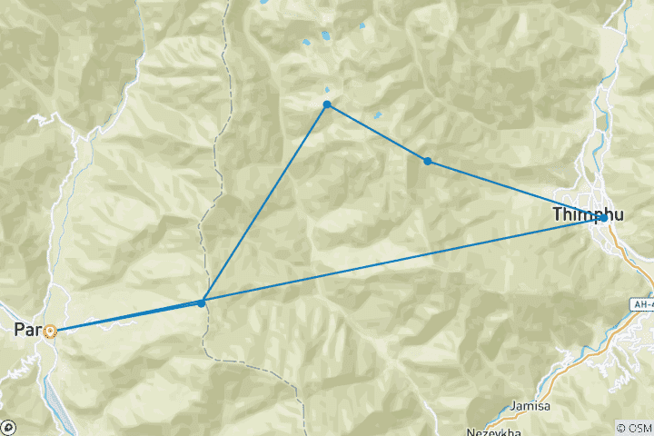 Map of Druk Path Trek With Cultural Tour And Taktsang Hike