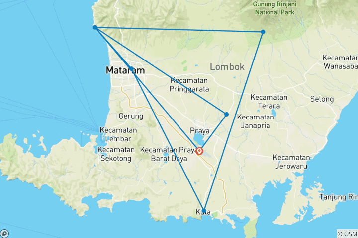 Carte du circuit Lombok avec Gili Layar - 4 jours