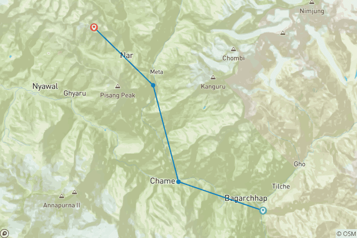 Carte du circuit Circuit de l'Annapurna avec le Trek de Narfu