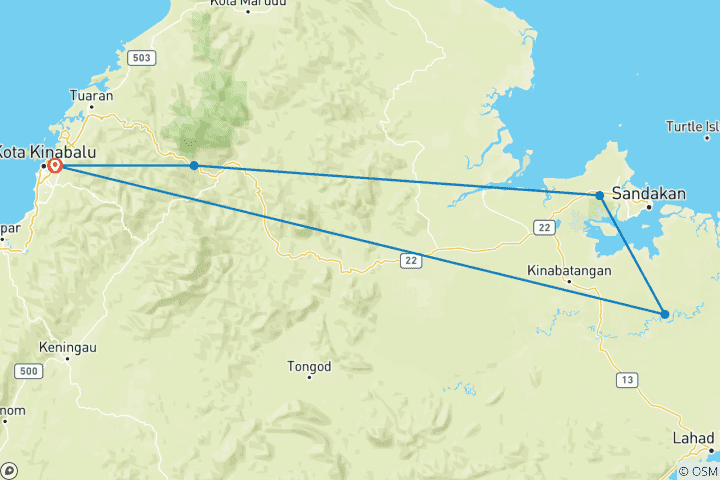 Carte du circuit Véritable Bornéo (6 destinations)