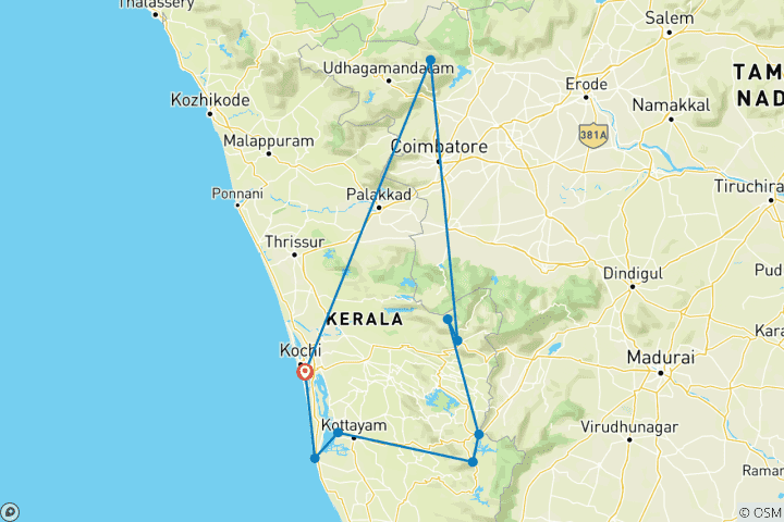 Map of Kerala - Gods Own Country