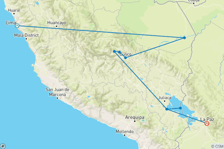 Map of Real Peru to Bolivia