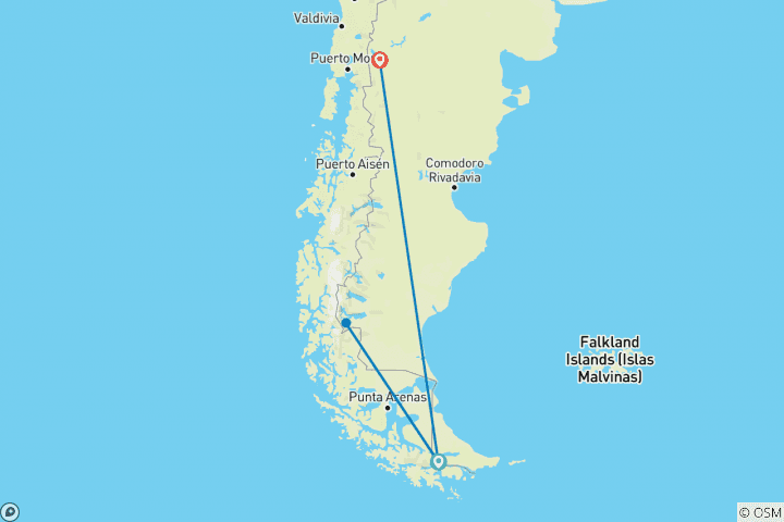 Map of Argentina: Ushuaia & Bariloche or Viceversa - 5 days