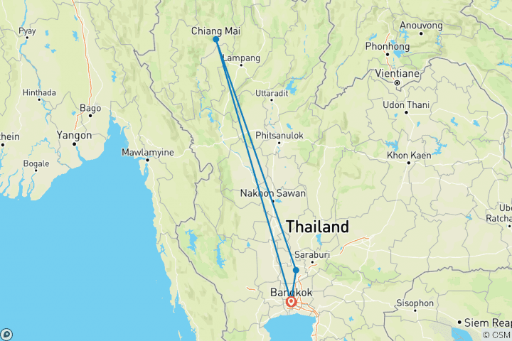 Map of One Week in Thailand: Kayaking and Hilltribes