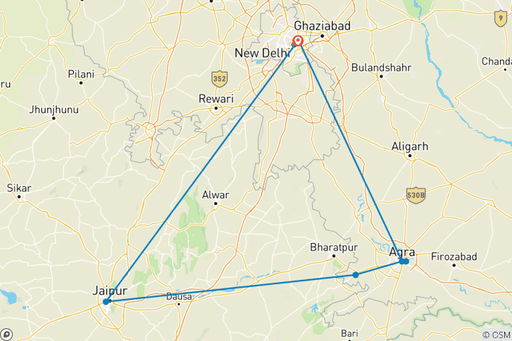 Karte von Luxuriöse Goldenes Dreieck Rundreise - 6 Tage