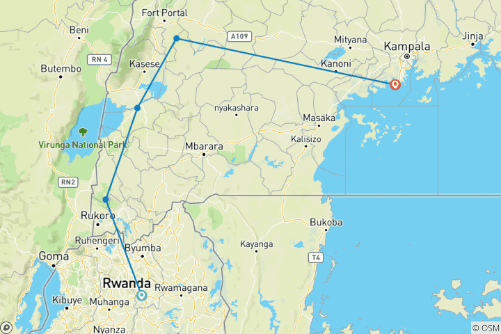 Carte du circuit Randonnée de 5 jours dans la forêt de Kibale pour observer les gorilles, la faune et les chimpanzés