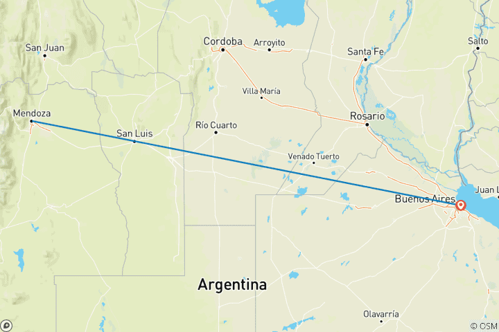 Map of Argentina: Mendoza & Buenos Aires or Viceversa - 5 days