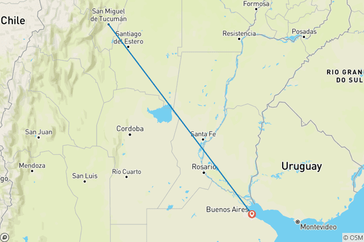 Mapa de Argentina: Tucumán y Buenos Aires o viceversa - 5 días