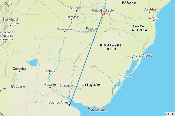 Carte du circuit Ville et jungle : Buenos Aires et les chutes d'Iguazú