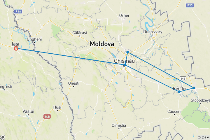 Map of Private two days tour to Transnistria and the Republic of Moldova from Iasi