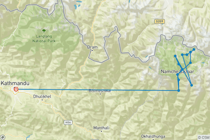 Map of Everest Base Camp Trek via Gokyo Lakes and Cho La Pass