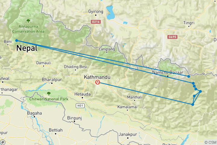 Map of Makalu Base Camp Trek