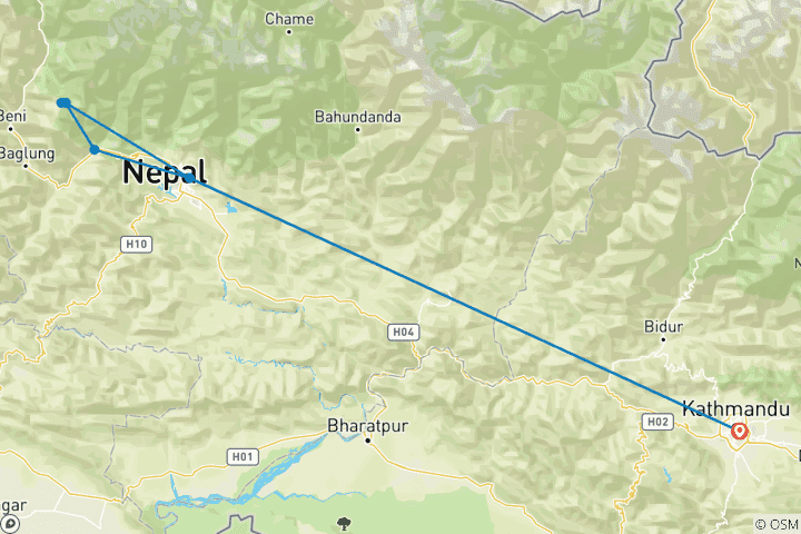 Carte du circuit Trek au lever du soleil de l'Annapurna Poon Hill