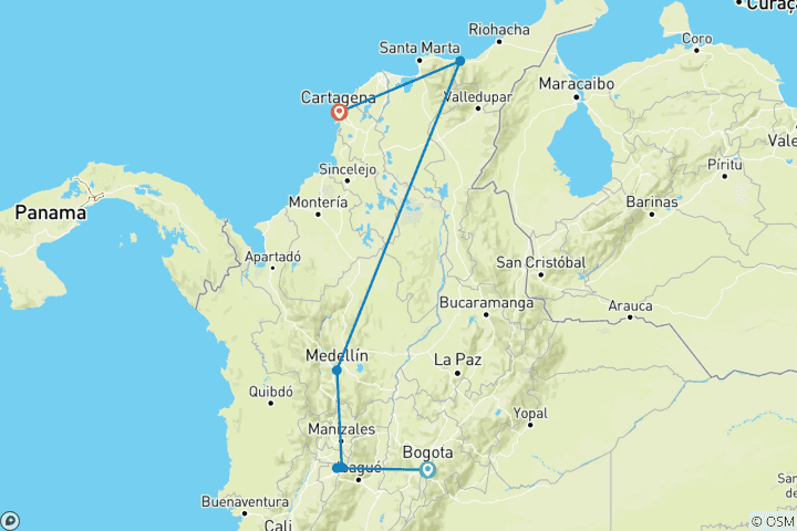 Carte du circuit La vraie Colombie