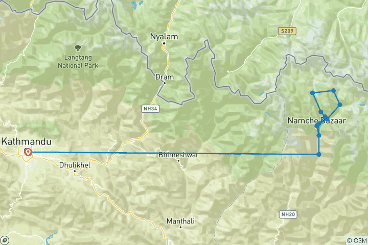 Carte du circuit Escalade du pic Lobuche Ouest 22 jours 21 nuits