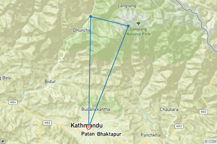Karte von Nayakang Peak Besteigung - 22 Tage